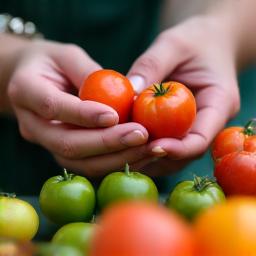 Hand selecting fresh produce