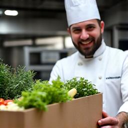 Chef receiving fresh delivery